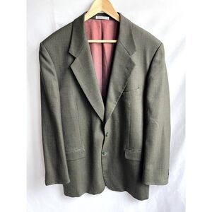 Vintage Macy's Men's Store Uomo 100% Wool Green Grey Blazer Sport Coat Size 42R